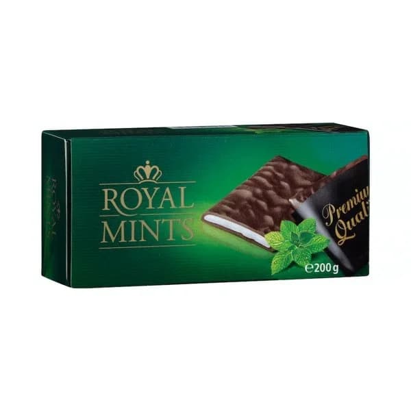 Chocolatinas de chocolate negro Royal Mints 49% rellenas de crema sabor a menta - 0.2 kg - Imagen del producto en Findit