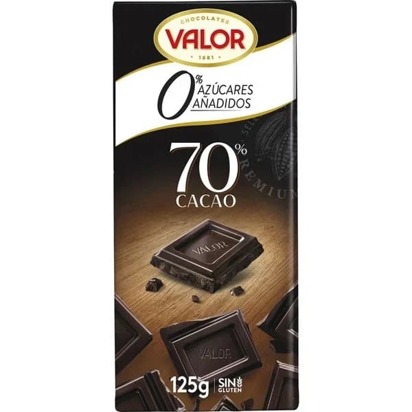 Chocolate Negro 70% sin Azúcar Tableta 125G - 0.1 kg - Imagen del producto en Findit