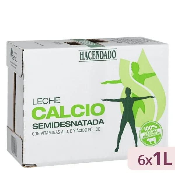Leche semidesnatada calcio Hacendado - 6 l - Imagen del producto en Findit