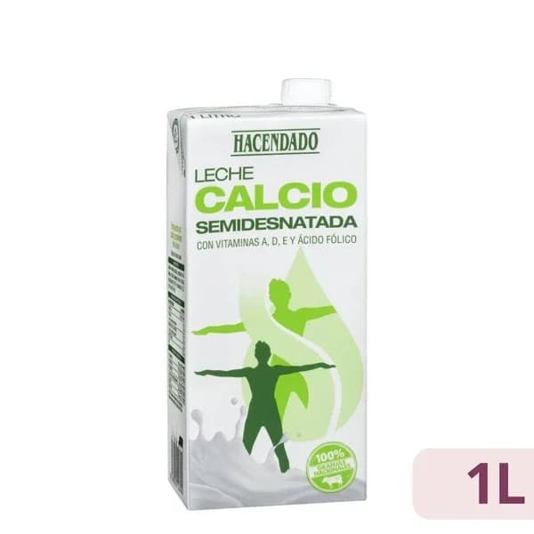 Leche semidesnatada calcio Hacendado - 1 l - Imagen del producto en Findit