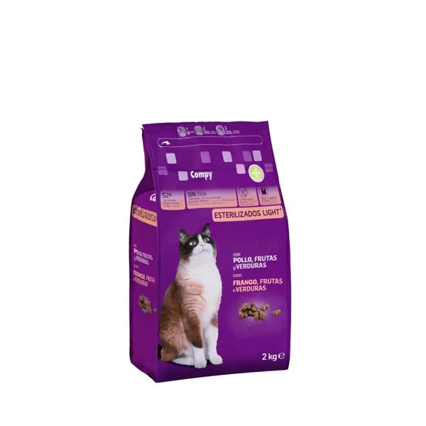 Comida gato adulto esterilizado light Compy con pollo  frutas y verduras - 2 kg - Imagen del producto en Findit