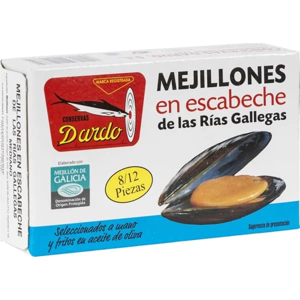 Mejillon Gallego Escabeche Frito en a.Oliva 8/12 P - 0.07 kg - Imagen del producto en Findit