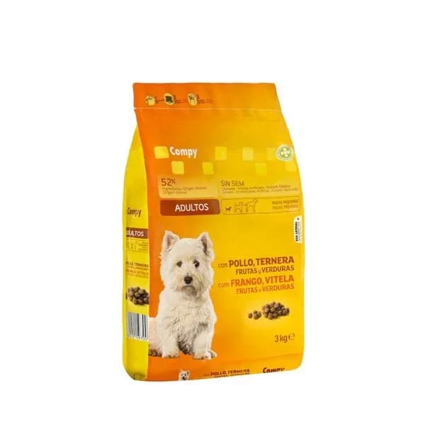 Comida perro adulto Compy con pollo  ternera  frutas y verduras - 3 kg - Imagen del producto en Findit