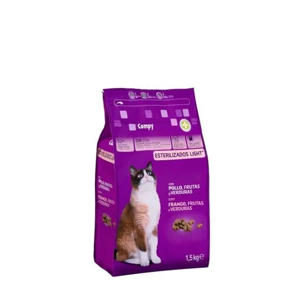 Comida gato esterilizado light Compy con pollo  frutas y verduras - 1.5 kg - Imagen del producto en Findit
