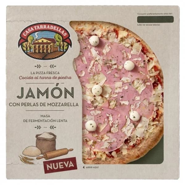 Pizza de jamón, mozzarela lenta fermentación TARRADELLAS, 400 g - 0.4 kg - Imagen del producto en Findit