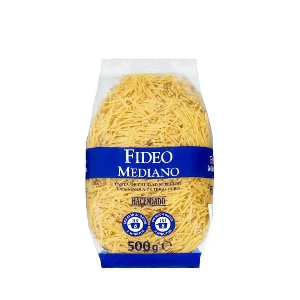 Fideo mediano Hacendado - 0.5 kg - Imagen del producto en Findit