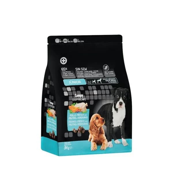 Comida perro júnior Supreme Compy pollo fresco con frutas y verduras - 3 kg - Imagen del producto en Findit