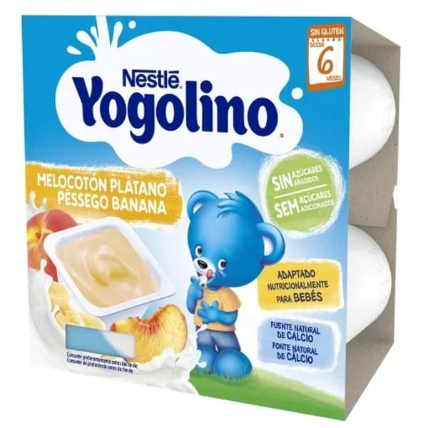 Yogur Infantil Yogolino Melocotón y Plátano 0% 4UD - 0.4 kg - Imagen del producto en Findit