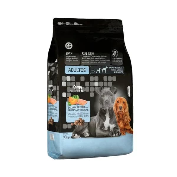 Comida perro adulto Supreme Compy salmón fresco con frutas y verduras - 10 kg - Imagen del producto en Findit
