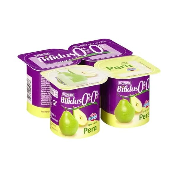 Bífidus desnatado probiótico con pera Hacendado 0% m.g. 0% azúcares añadidos - 0.5 kg - Imagen del producto en Findit