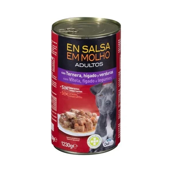 Trozos en salsa perro adulto Delikuit con ternera  hígado y verduras - 1 ud - Imagen del producto en Findit