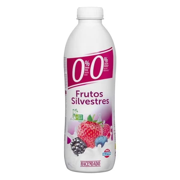 Yogur líquido desnatado Frutos Silvestres Hacendado 0% m.g 0% sin azúcares añadidos - 1 kg - Imagen del producto en Findit