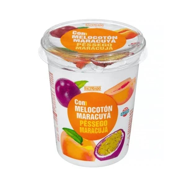 Yogur cremoso Hacendado con melocotón y maracuya - 0.5 kg - Imagen del producto en Findit