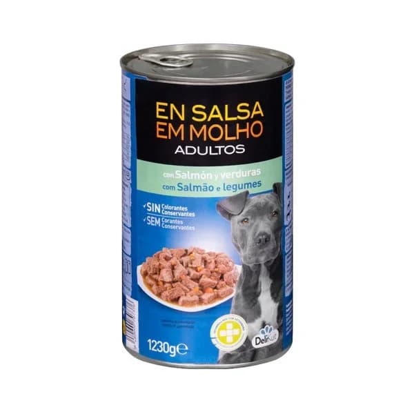 Paté perro adulto Delikuit con salmón y verduras - 1 ud - Imagen del producto en Findit