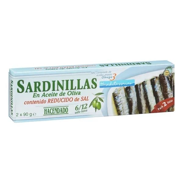 Sardinillas reducidas en sal en aceite de oliva Hacendado - 0.13 kg - Imagen del producto en Findit