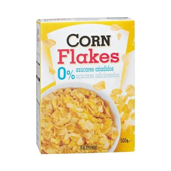 Cereales copos de maíz Corn Flakes Hacendado 0% azúcares añadidos - 0.5 kg - Imagen del producto en Findit