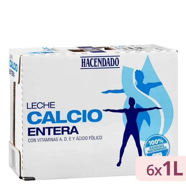 Leche entera calcio Hacendado - 6 l - Imagen del producto en Findit