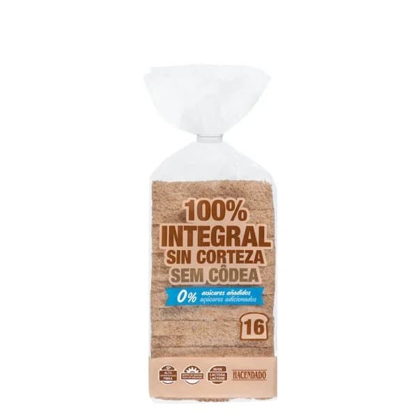 Pan de molde 100% integral sin corteza Hacendado - 0.45 kg - Imagen del producto en Findit