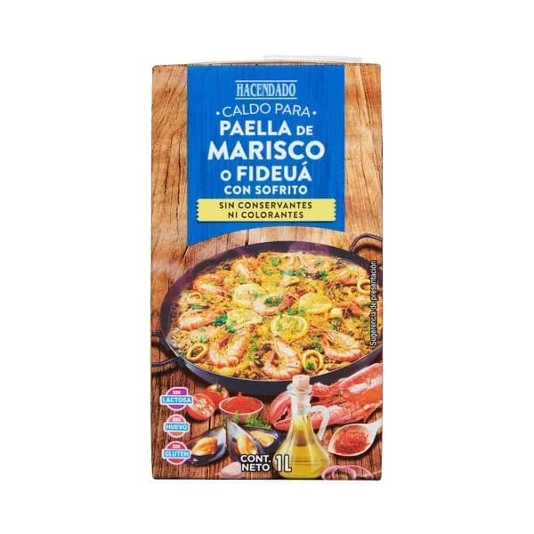 Caldo de marisco o fideuá para paella Hacendado con sofrito - 1 l - Imagen del producto en Findit