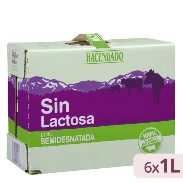 Leche semidesnatada sin lactosa Hacendado - 6 l - Imagen del producto en Findit