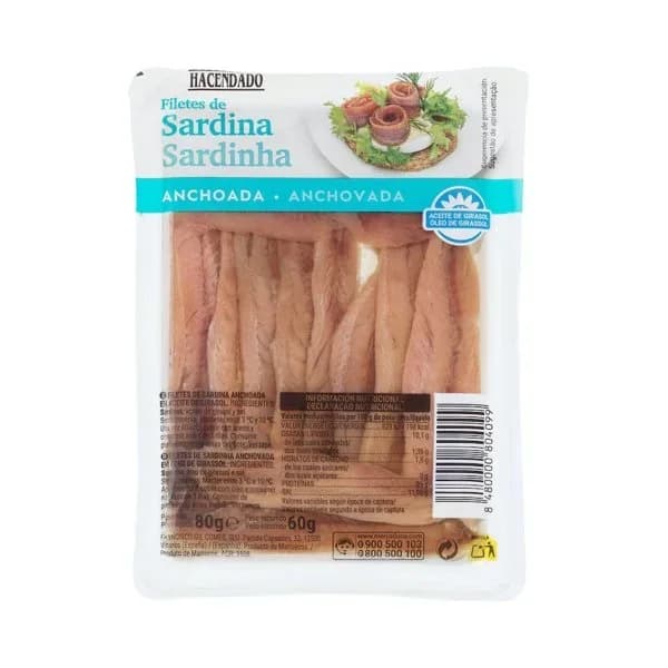 Filetes de sardina anchoada Hacendado en aceite de girasol - 1 ud - Imagen del producto en Findit