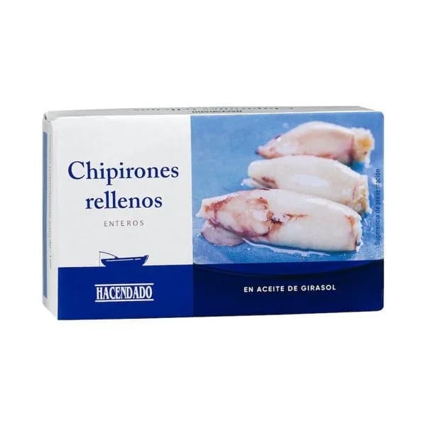 Chipirones rellenos enteros en aceite de girasol Hacendado - 0.07 kg - Imagen del producto en Findit