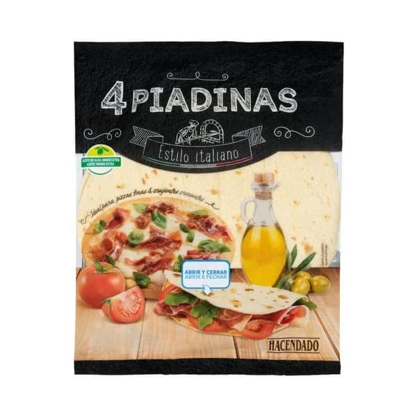 Piadinas pan estilo italiano Hacendado - 0.32 kg - Imagen del producto en Findit