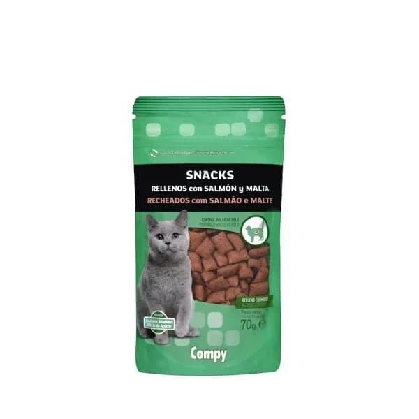 Snacks gato rellenos con salmón y malta Compy - 0.07 kg - Imagen del producto en Findit