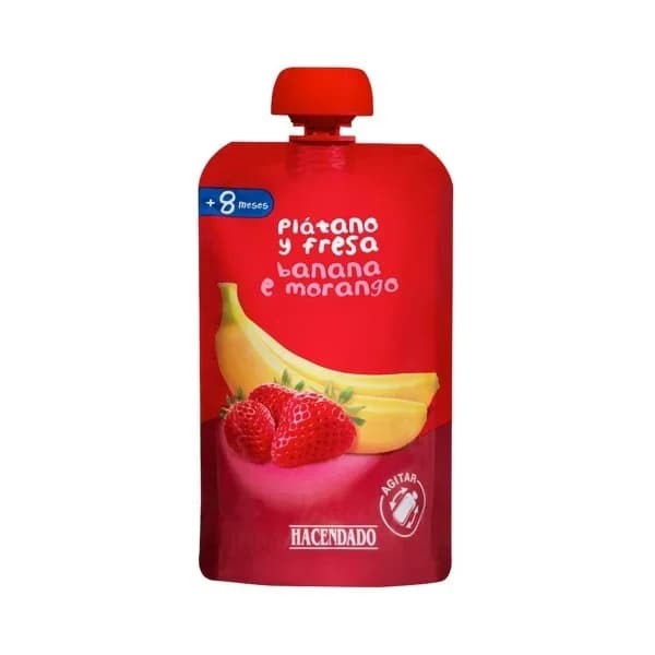 Papilla fresa y plátano Hacendado +8 meses - 0.12 kg - Imagen del producto en Findit