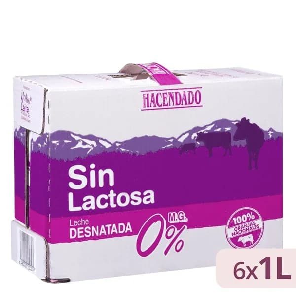 Leche desnatada sin lactosa Hacendado - 6 l - Imagen del producto en Findit