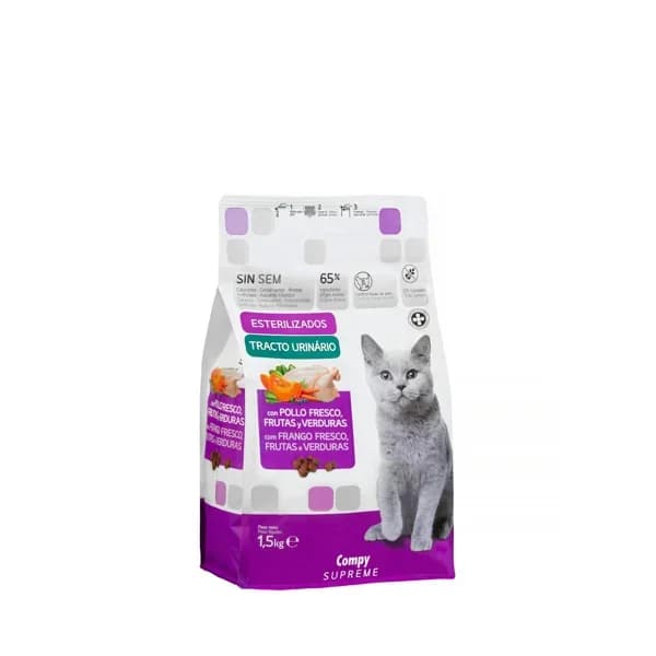 Comida gato esterilizado light Supreme Compy con pollo fresco  frutas y verduras - 1.5 kg - Imagen del producto en Findit
