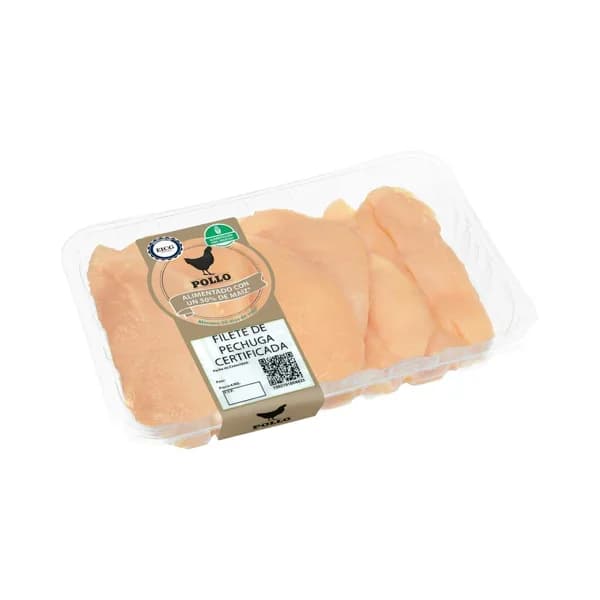Filetes pechuga de pollo certificado alimentado con un 50% de maíz - 0.59 kg - Imagen del producto en Findit