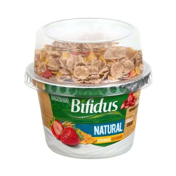 Bífidus natural probiótico azucarado Hacendado con cereales y fresas deshidratadas - 0.17 kg - Imagen del producto en Findit