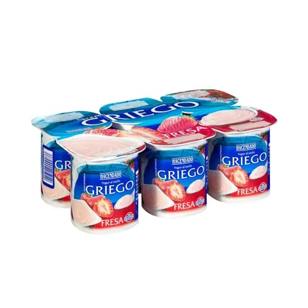 Yogur griego sabor fresa Hacendado sin trozos - 0.75 kg - Imagen del producto en Findit