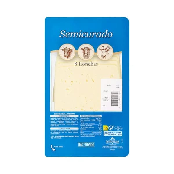 Queso lonchas semicurado mezcla Entrepinares - 0.21 kg - Imagen del producto en Findit