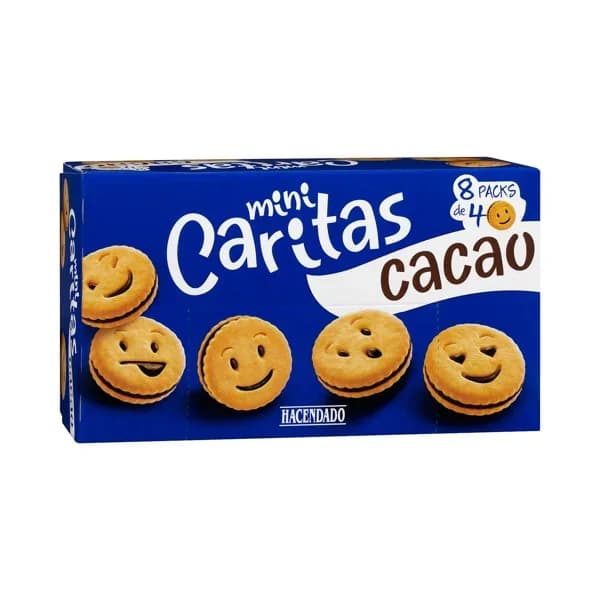 Galletas mini caritas Hacendado con crema de cacao - 0.33 kg - Imagen del producto en Findit