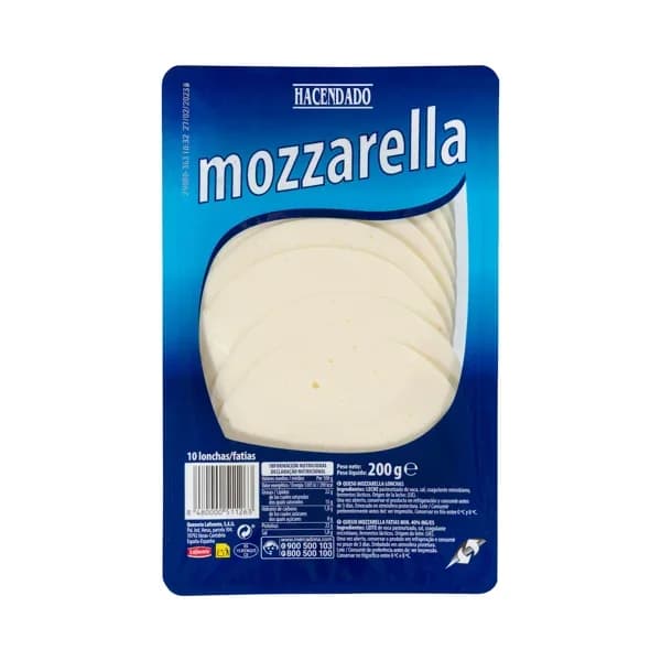 Queso lonchas mozzarella de vaca Hacendado - 0.2 kg - Imagen del producto en Findit