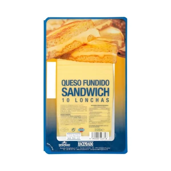 Queso lonchas fundido sándwich mezcla Hacendado - 0.2 kg - Imagen del producto en Findit