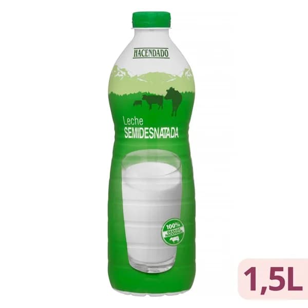 Leche semidesnatada Hacendado - 1.5 l - Imagen del producto en Findit