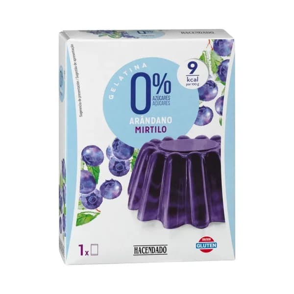 Preparado en polvo gelatina arándano Hacendado 0% azúcar - 0.03 kg - Imagen del producto en Findit