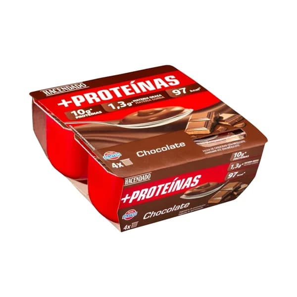 Natillas con chocolate +Proteínas Hacendado 1 3 g m.g 10 g proteínas - 0.48 kg - Imagen del producto en Findit