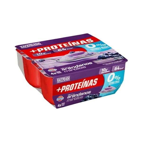 Postre lácteo con arándanos +Proteínas Hacendado 0% m.g 10 g proteínas - 0.48 kg - Imagen del producto en Findit