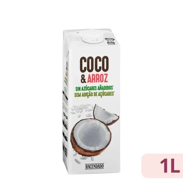 Bebida de coco y arroz sin azúcares añadidos Hacendado - 1 l - Imagen del producto en Findit