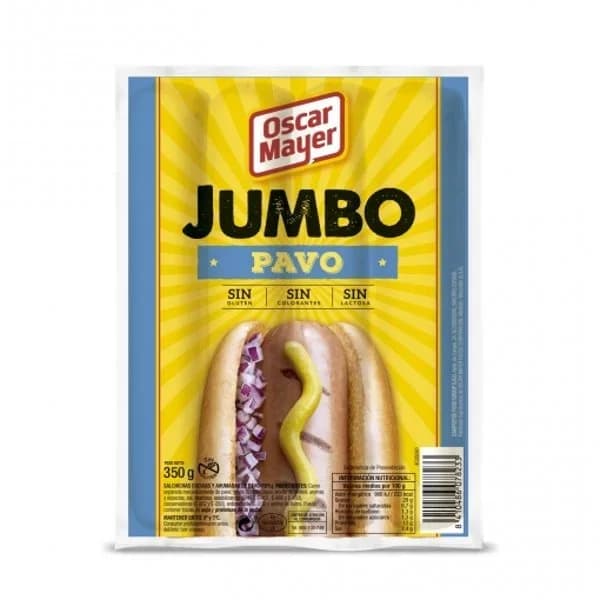 Salchichas Jumbo de pavo Oscar Mayer sin gluten sin lactosa 350 g. - 0.35 kg - Imagen del producto en Findit
