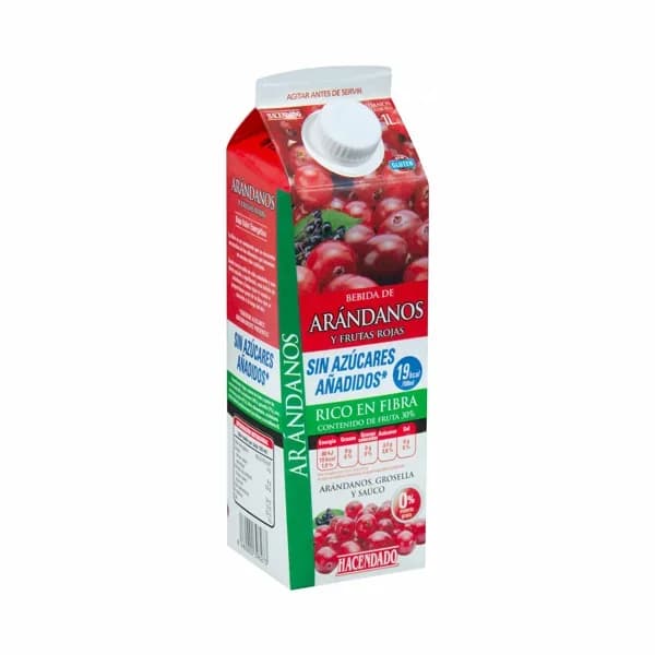 Bebida de arándanos y frutas rojas Hacendado sin azúcares añadidos - 1 l - Imagen del producto en Findit