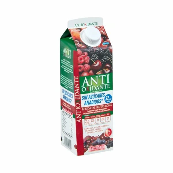 Bebida de frutas rojas antioxidante Hacendado sin azúcares añadidos - 1 l - Imagen del producto en Findit