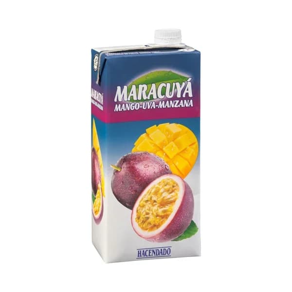 Néctar de maracuyá Hacendado fruta de la pasión  mango  uva y manzana - 1 l - Imagen del producto en Findit