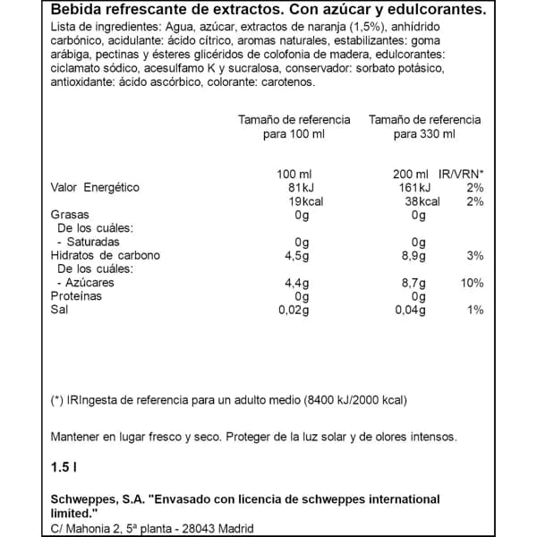 Refresco Tónica Naranja Lata 330ML - 0.23 l - Imagen del producto en Findit