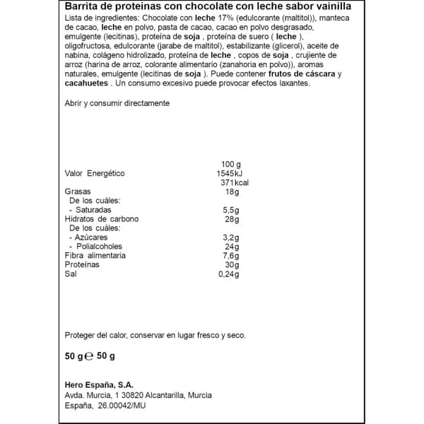 Barrita de Cereales Proteina Vainilla 50G - 0.04 kg - Imagen del producto en Findit