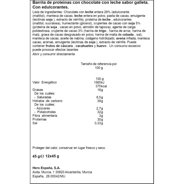 Barrita de Proteina Cookies 45G - 0.05 kg - Imagen del producto en Findit